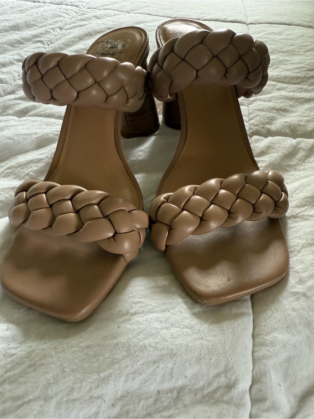 a new day Braided Double-Strap Block Heel Sandals - Brown